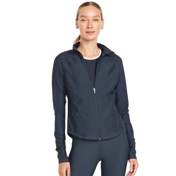 Old Navy Active Powersoft Sweatshirt Full Zip Small Navy GoDry Mock Neck Pockers - Picture 1 of 16